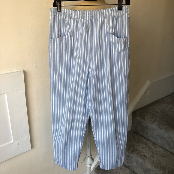 Lord & Taylor Vintage Pinstripe Cotton Crop Pants - Picture 1 of 7